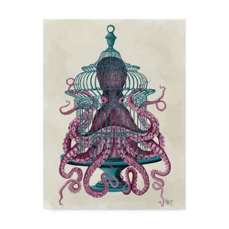 Fab Funky 'Pink Octopus In Cage' Canvas Art,35x47